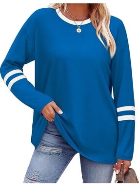 Sampeel Color Block Long Sleeve Tunic Top Royal Blue XL (EUC)